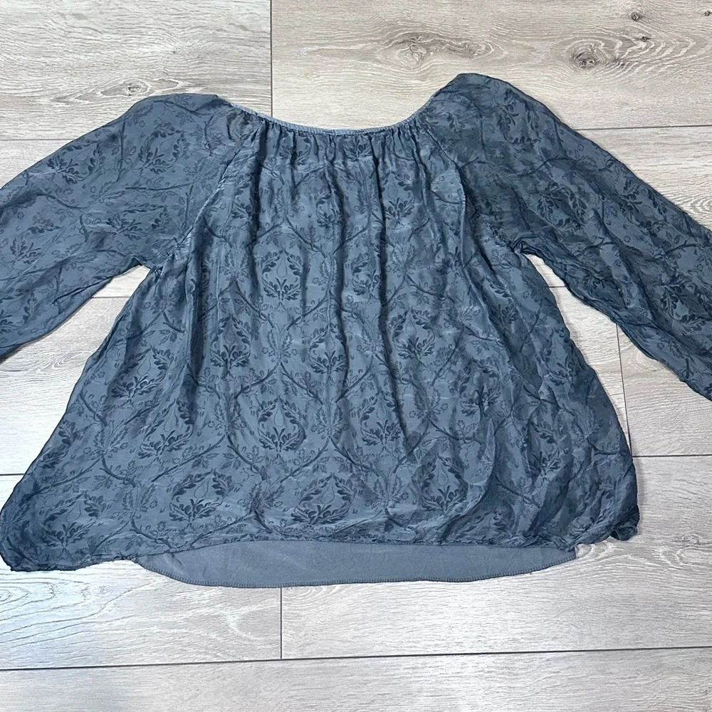 Piazza Roma Italian Silk Blend Sheer Blouse - Picture 10 of 12